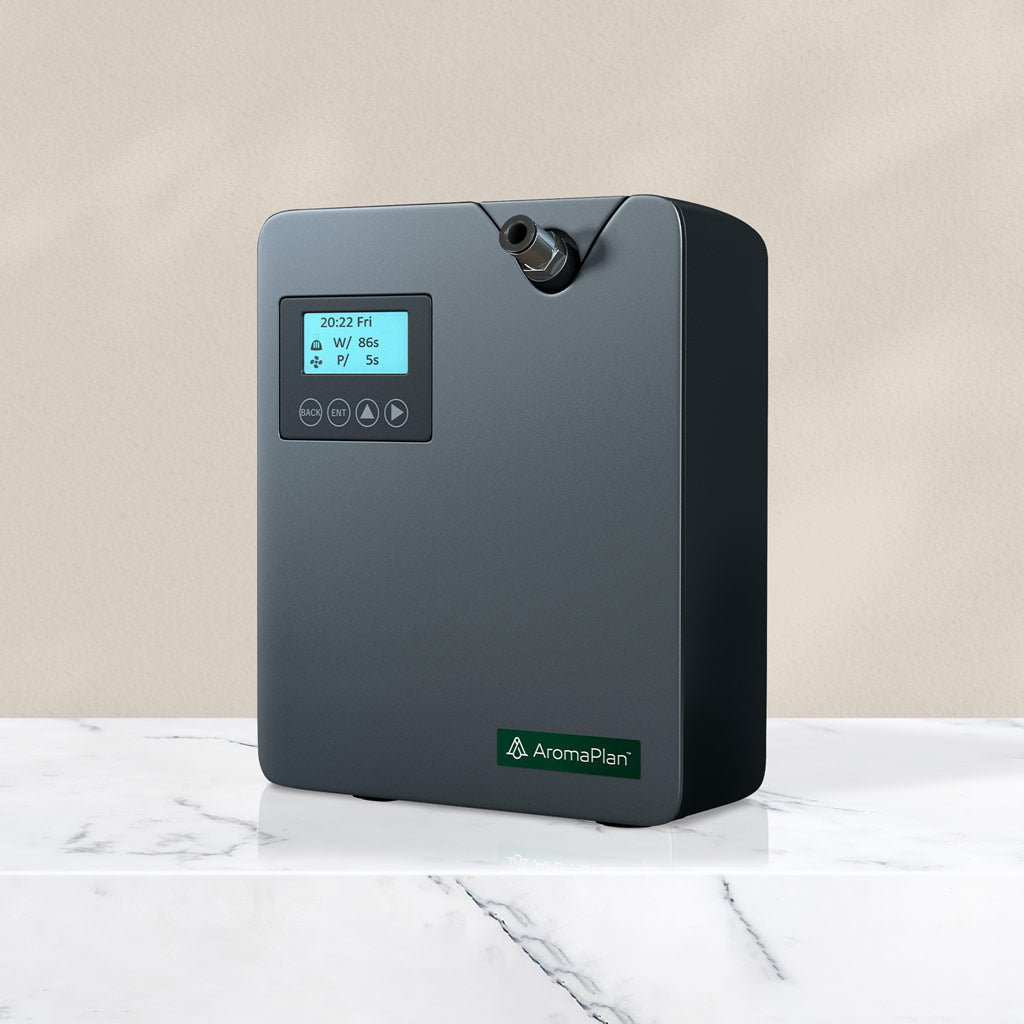 Scent Diffuser DAP 102 (Black) AromaPlan, powerfully and evenly scent any environment in just minutes. Nebulizer has an incredible 1,500 Sq Ft coverage so that every area of your home, office, spa or commercial space will smell and feel like a 5-star hotel. * A clean fragrance enhance your every day mood. * Hypoallergenic scent technology, safe for your family &amp; pets.